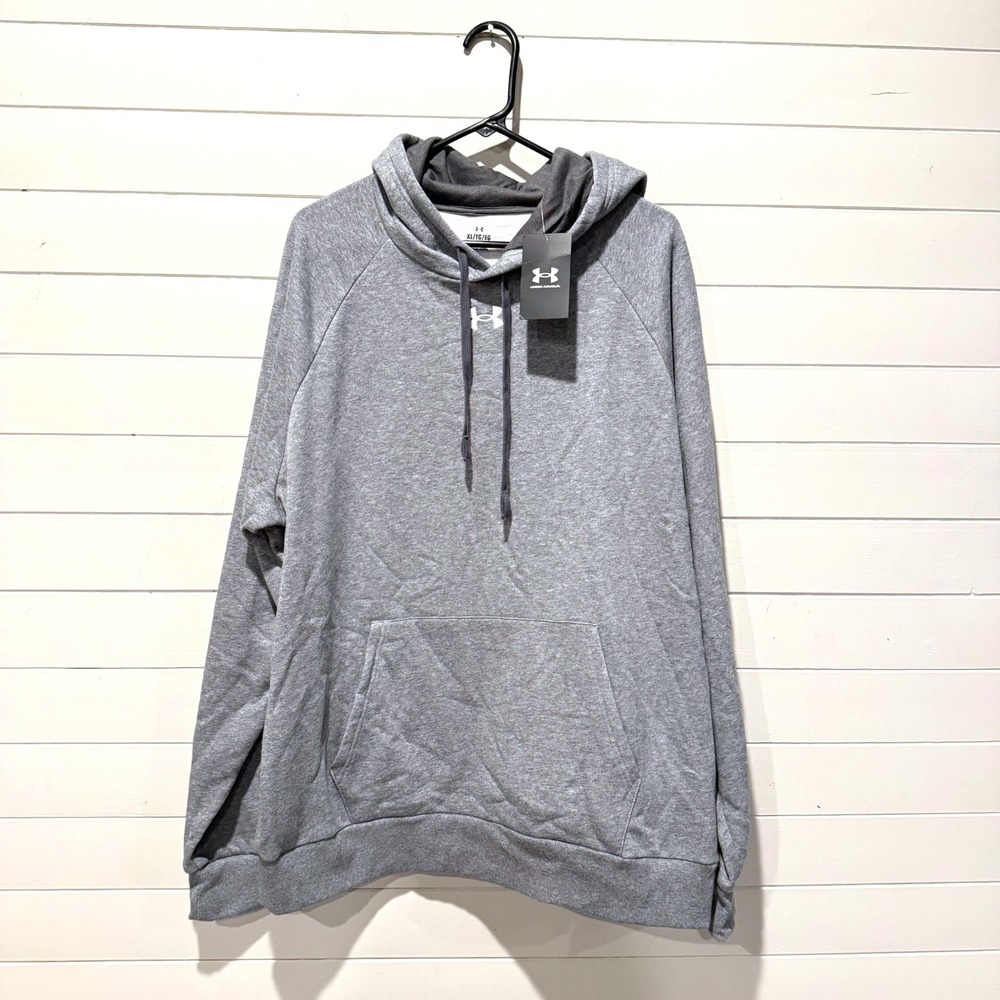 Under Armour Rival Fleece Hoodie Mens XL Grey Loose Fit Pullover 1379757 NWT
